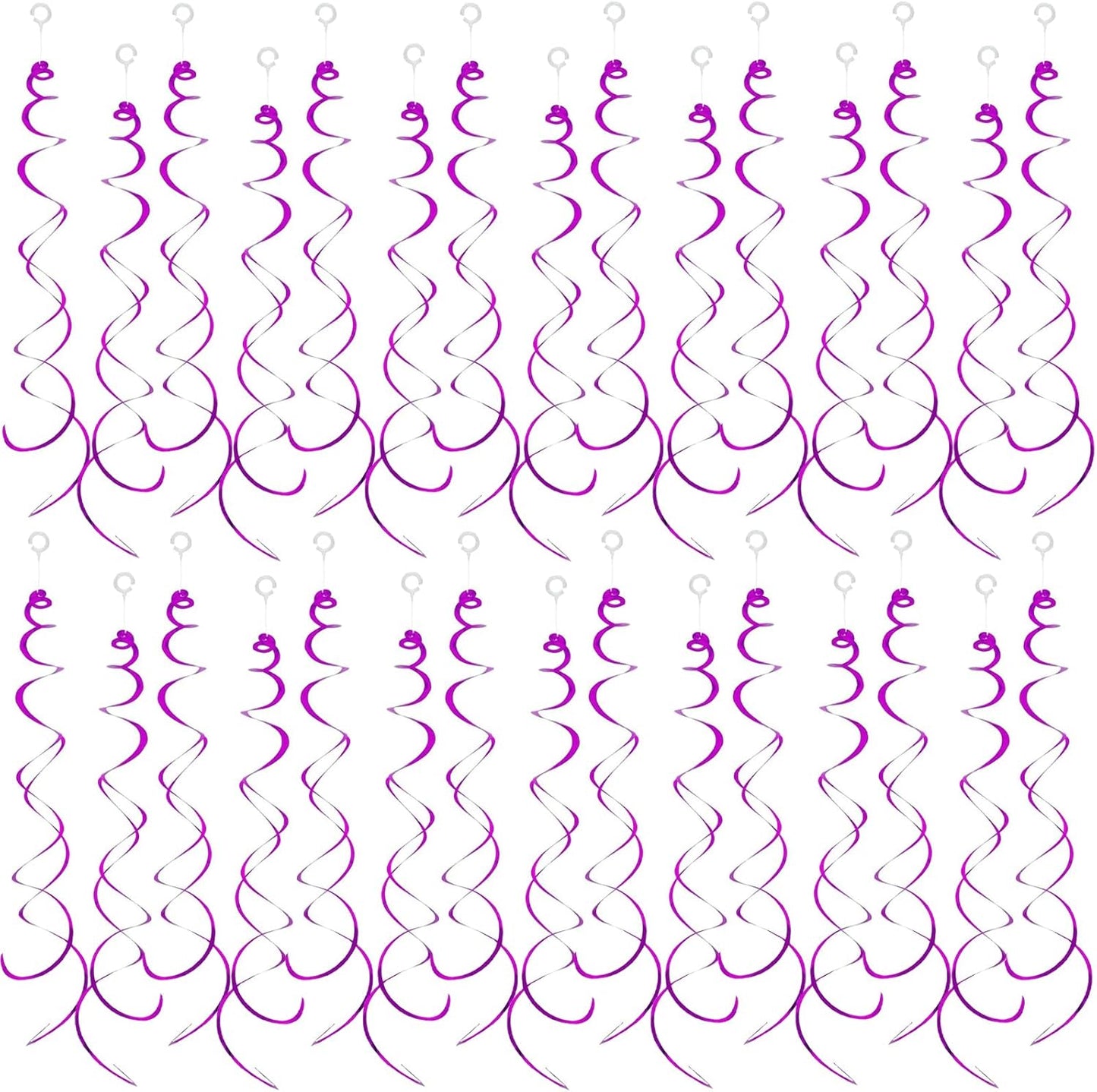 30 Pieces Hanging Swirl Party Decorations Foil Decorations Ceiling Swirl Spiral Hanging Plastic Streamer for Ceiling Birthday Graduation Wedding Celebration Baby Shower Party Supply (Black)