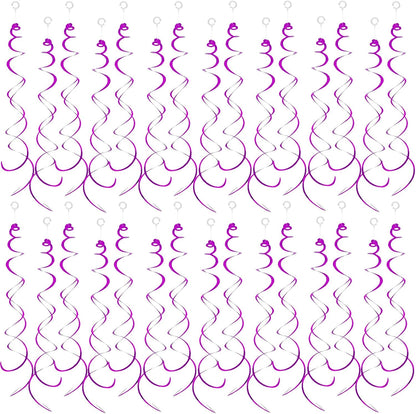30 Pieces Hanging Swirl Party Decorations Foil Decorations Ceiling Swirl Spiral Hanging Plastic Streamer for Ceiling Birthday Graduation Wedding Celebration Baby Shower Party Supply (Black)
