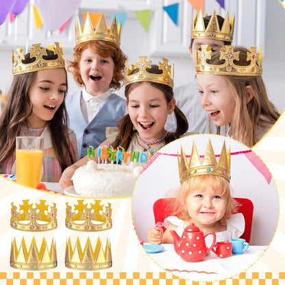 Yaomiao 66 Pieces Foam Princess Tiaras DIY Crowns Kids Party Favors Craft Crystal Diamond Sticker Girls Making Your Own Tiara (Gold)