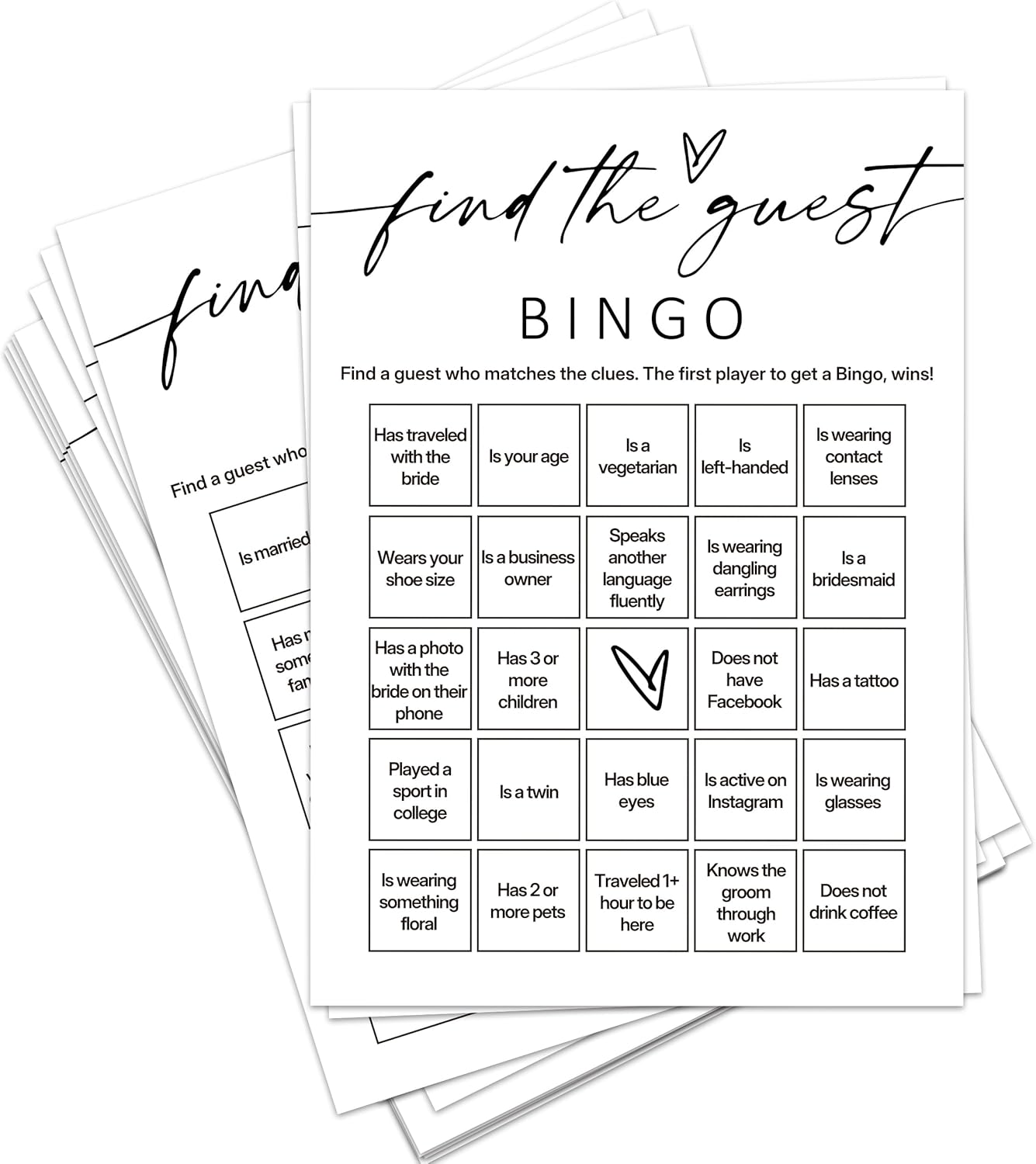 Minimalist Bridal Shower Bingo Cards, 25 Pcs Unique Bridal Bingo Game for Wedding Shower Parties and Guest Interaction - A01