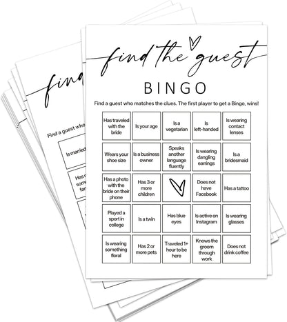 Minimalist Bridal Shower Bingo Cards, 25 Pcs Unique Bridal Bingo Game for Wedding Shower Parties and Guest Interaction - A01