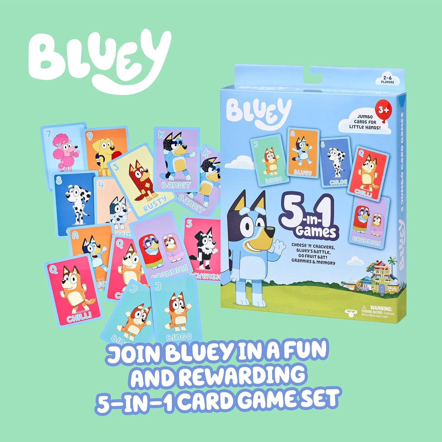 Bluey Bingo’s Bingo Card Game, Kids Image Matching Card Game with 40 Cards, 48 Chips and 12 Scoring Chips, Interactive Fun Games for Kids of Ages 3+