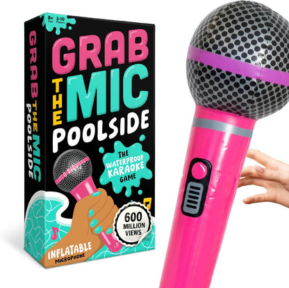 Lucky Egg Official Grab The Mic – Family Karaoke Board Game w/Foam Mic, 8+ Ages, 2-10 Players - Games for Bad Singers w/ 230 Lyrics (115 Cards)