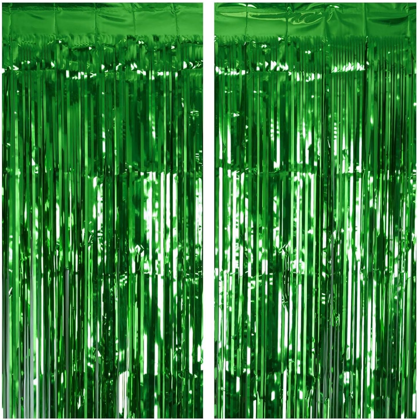 2 Pack 3.2ft x 8.2ft Silver Metallic Tinsel Foil Fringe Curtains, Door Streamer Photo Booth Backdrop for Birthday Graduation Engagement Bridal Shower Bachelorette Baby Shower Party Decorations