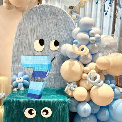 PCFING 20 Inch Number 3 Piñata Blue Silver with 30 Inch Piñata Stick Blindfold Confetti for Boys Girls Adults Birthday Party Decorations, Anniversary Celebration, Fiesta