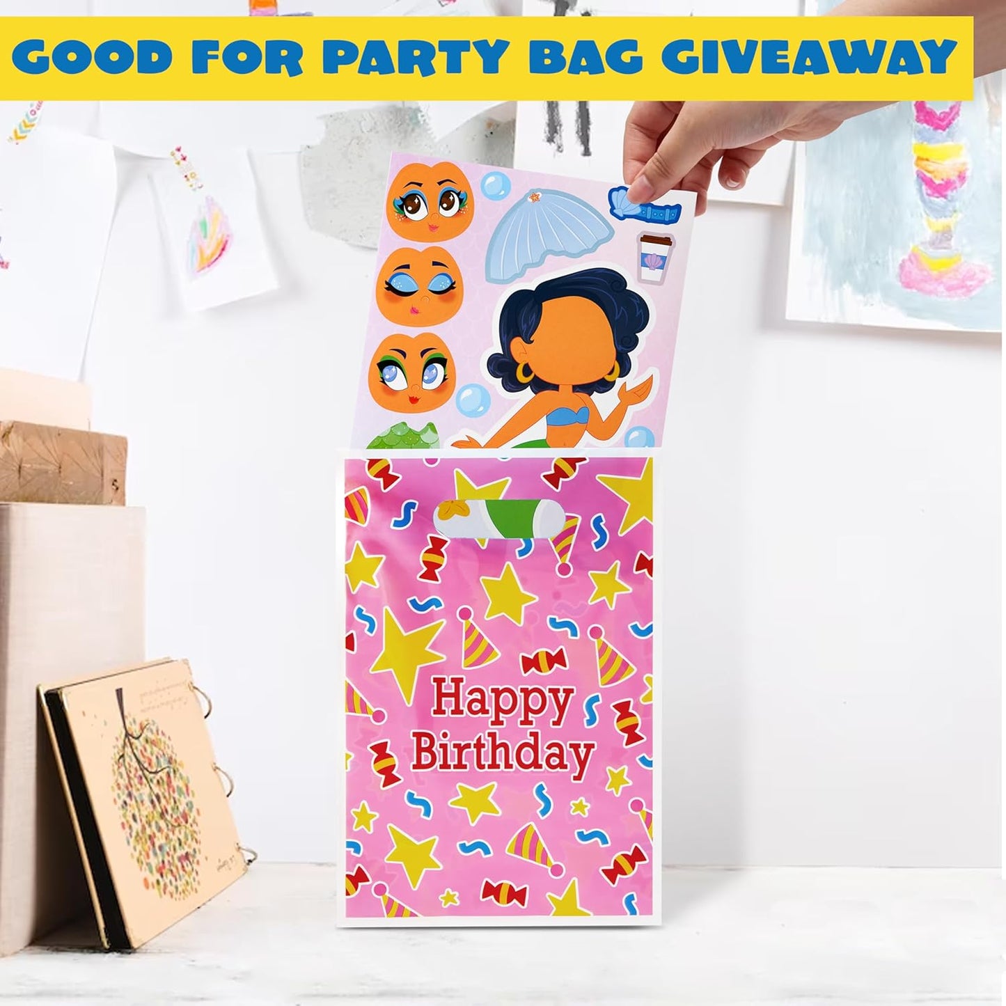 JOYIN 24 Sheets 9"x6" Make a face Stickers for Kids, Make Your Own Stickers with Unicorn, Dinosaur, Sea and Safari Animals, Party Favors Kids Crafts, Goodie Bags Stuffers Classroom Activities