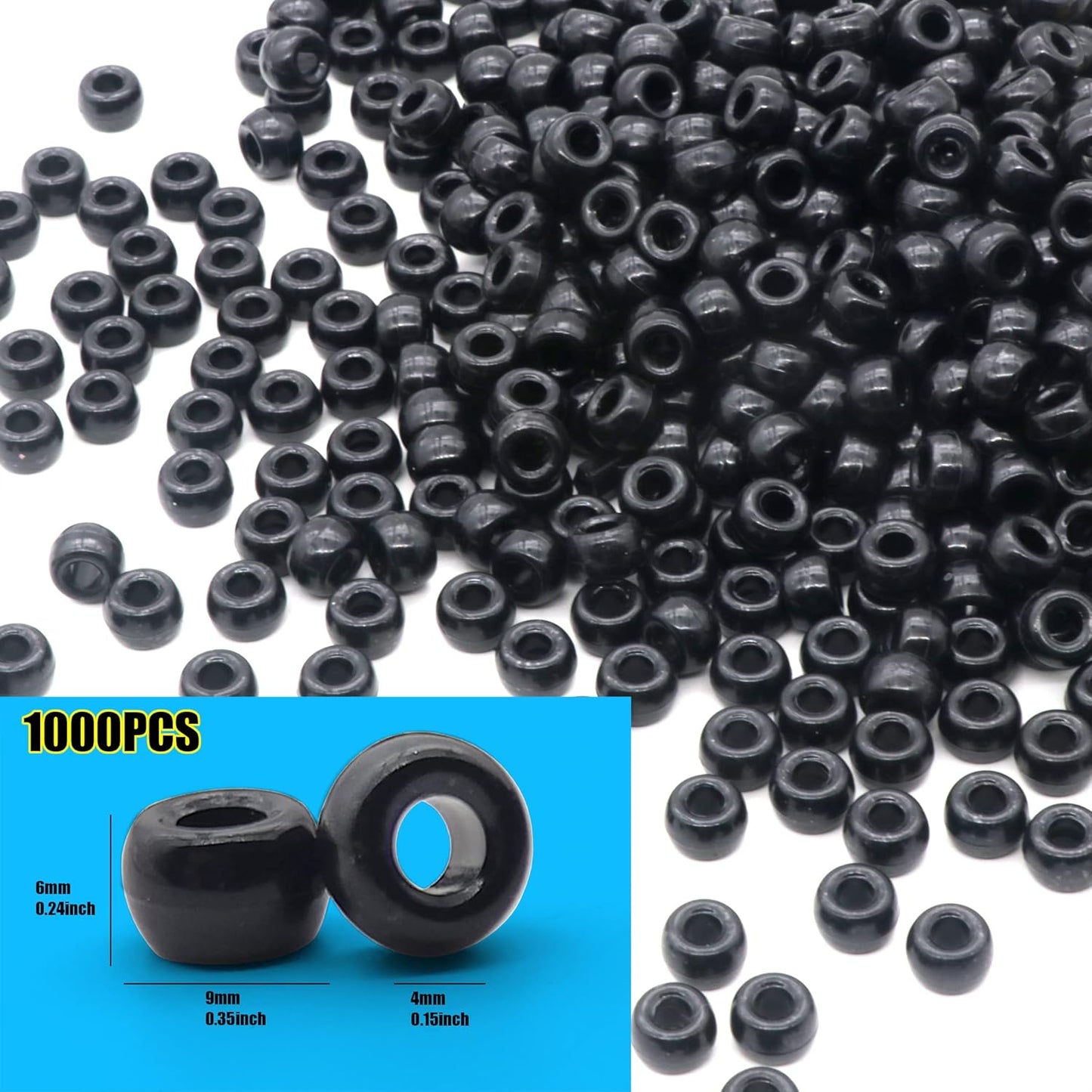 1000Pcs Glow in The Dark Pony Beads 9mm Plastic Kandi Beads Bulk for Friendship Bracelet Necklace Craft Jewelry Making Beads for Hair Braids 9 Color