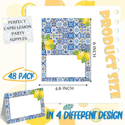 Jetec 48 Pcs Hawaiian Cartoon Place Cards Hawaii Hibiscus and Tropical Leaves Print Table Name Cards Tent Placards Buffet Food Label for Table Setting Hawaiian Themed Party Supplies