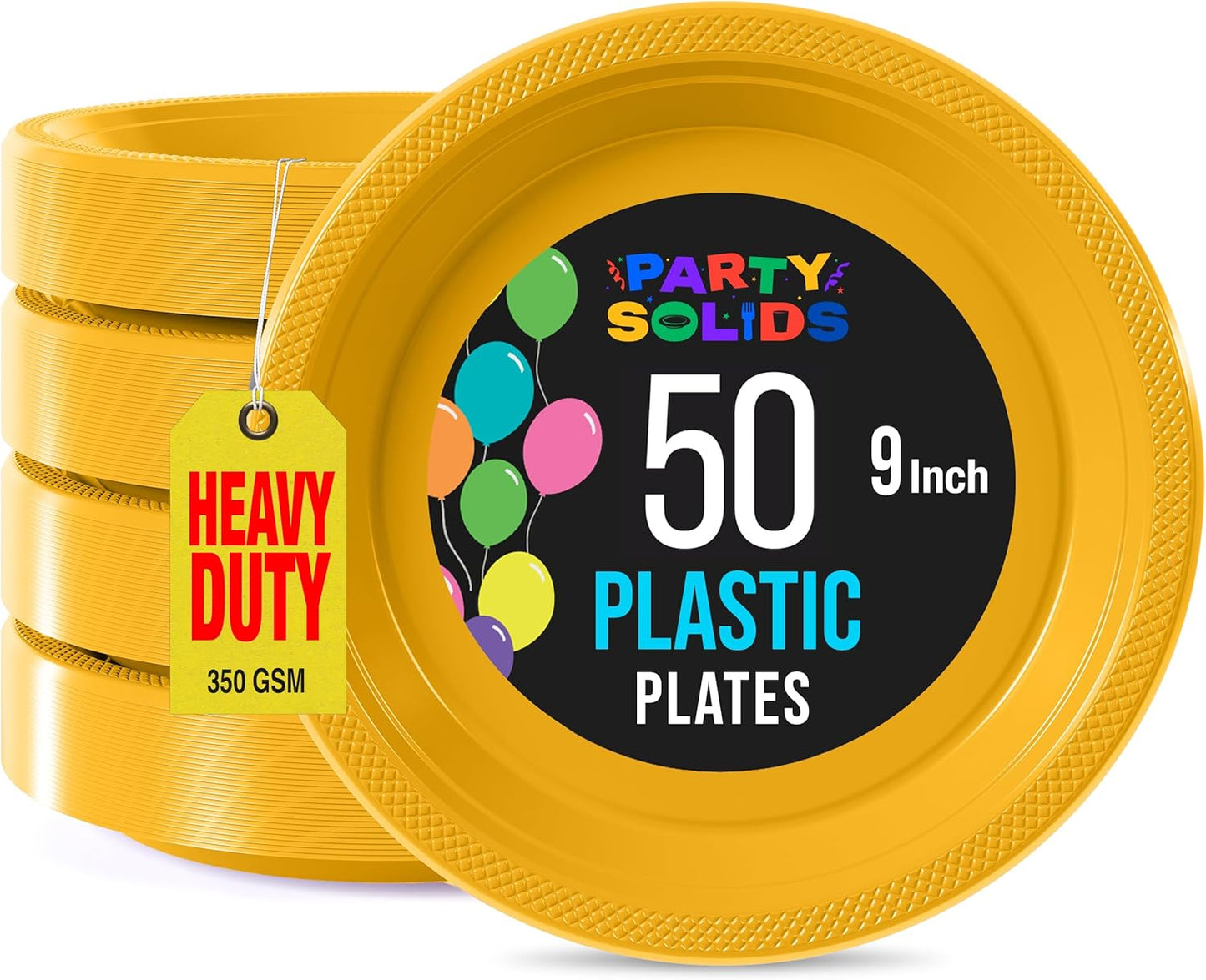 Exquisite Party Solids Red Plastic Plates For Party Supplies 10" Red Disposable Plates Heavy Duty 50 Pcs Plastic Dinnerware Sets Heavy Duty 350 GSM Disposable Dinnerware Set