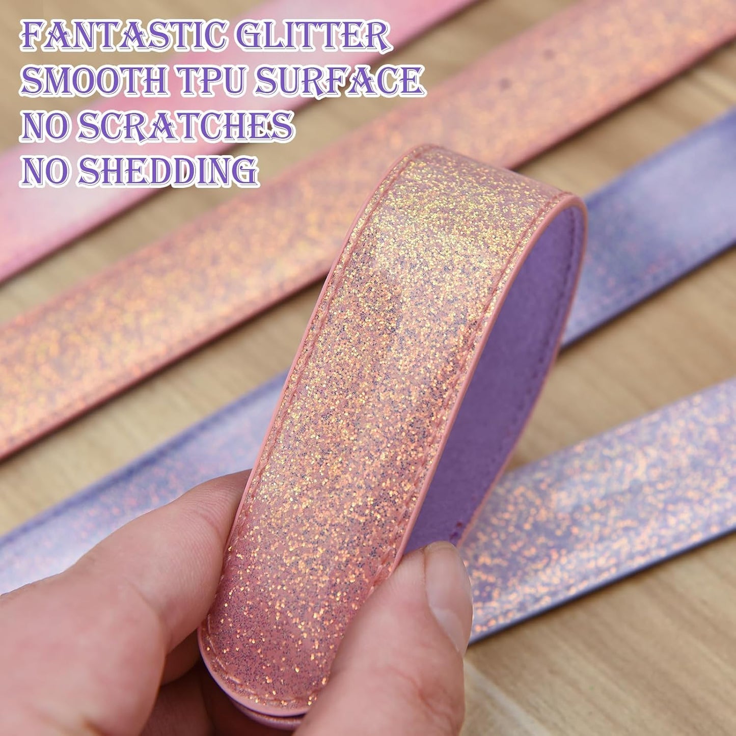 12Pcs Tpu Slap Bracelets for Kids, 6 Pastel Colors Soft and Safe Glitter Wirstband, Party Favors for Gilrs Birthday Gifts Classroom Prize Goodie Bag Stuffers