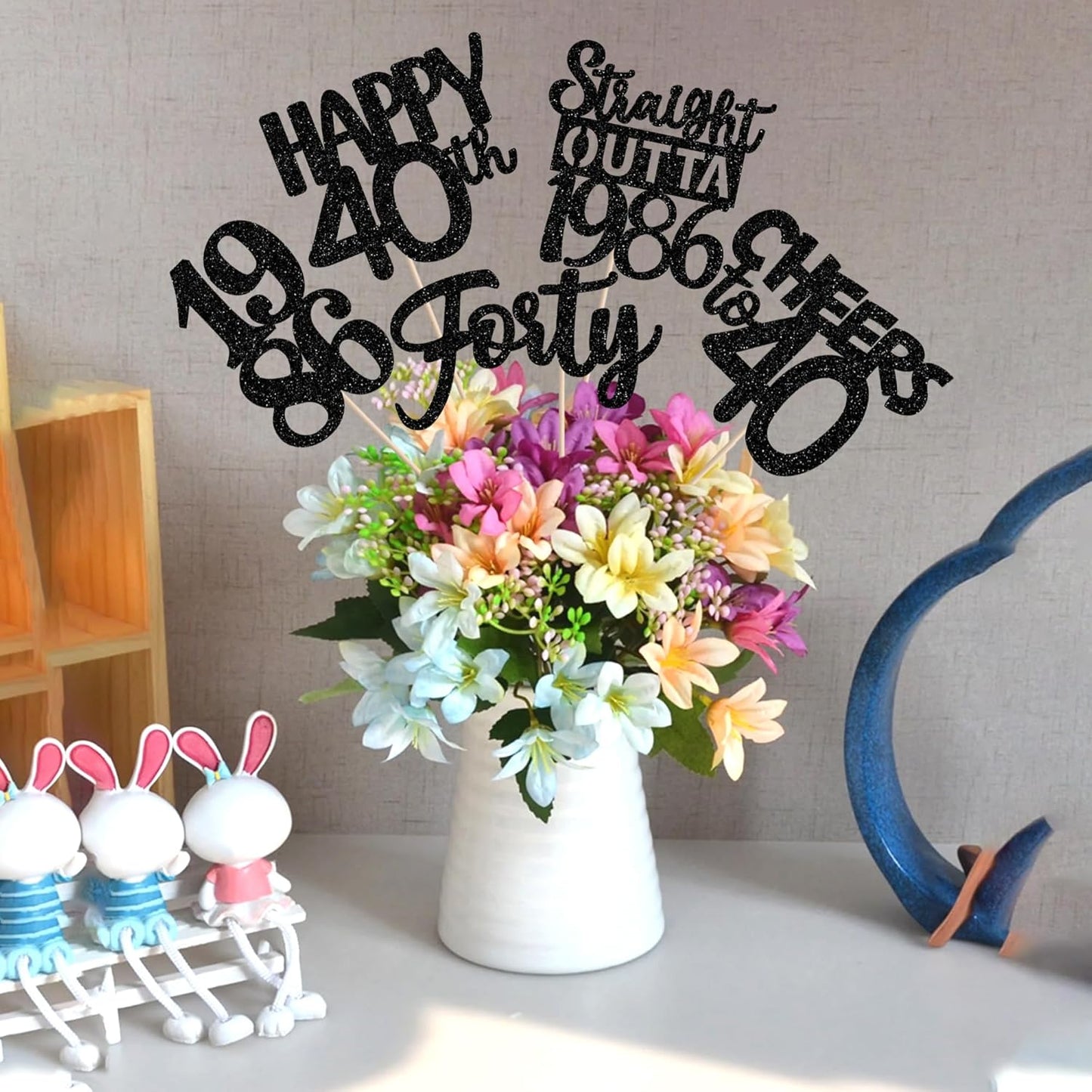 15 PCS 50th Birthday Centerpiece Sticks Fifty Happy 50th Straight Outta 1976 Table Flower Centerpieces Sticks Cheers to 50 Floral Decorations for 50th Birthday Party Centerpieces Supplies Black