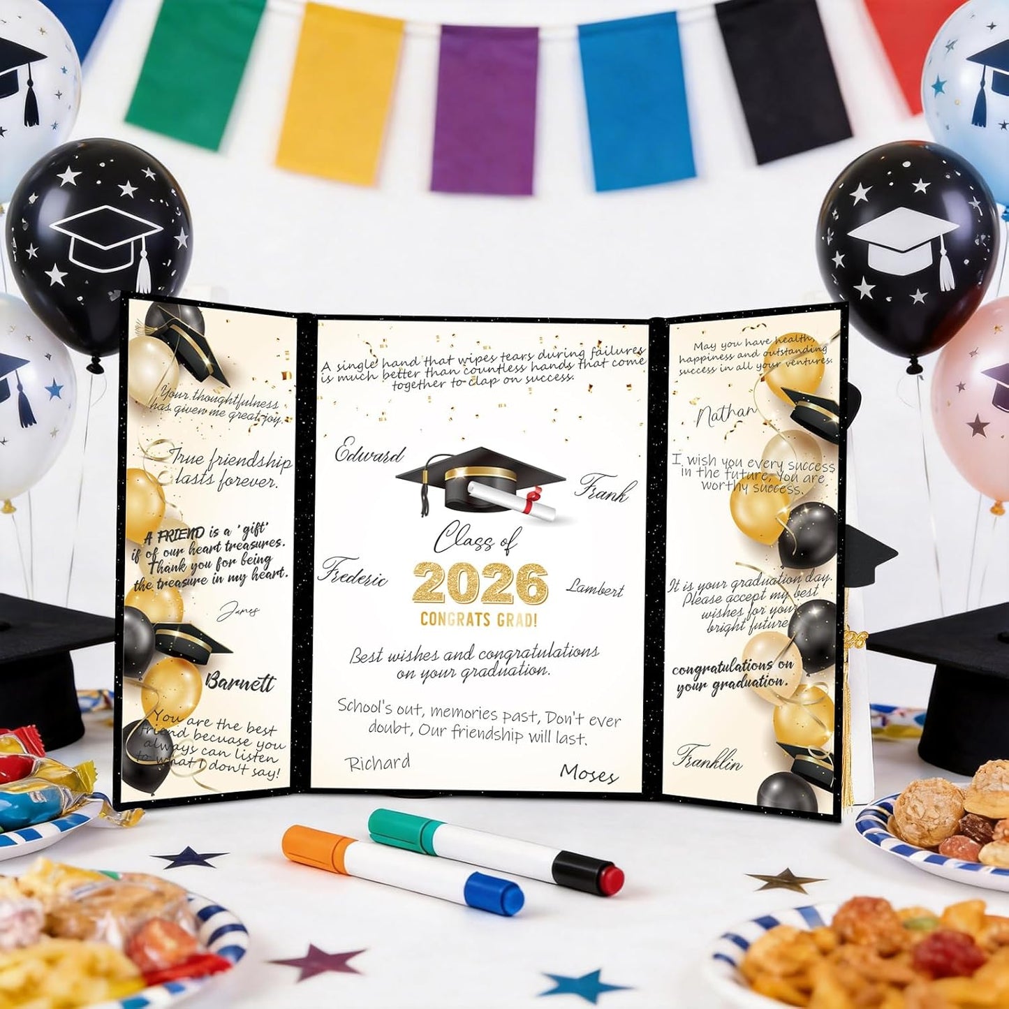 kockuu 2026 Graduation Guest Book Signature Board, Pink Class of 2026 Graduation Sign in Book to Sign Decor for Grad Party High School College Grad Gifts
