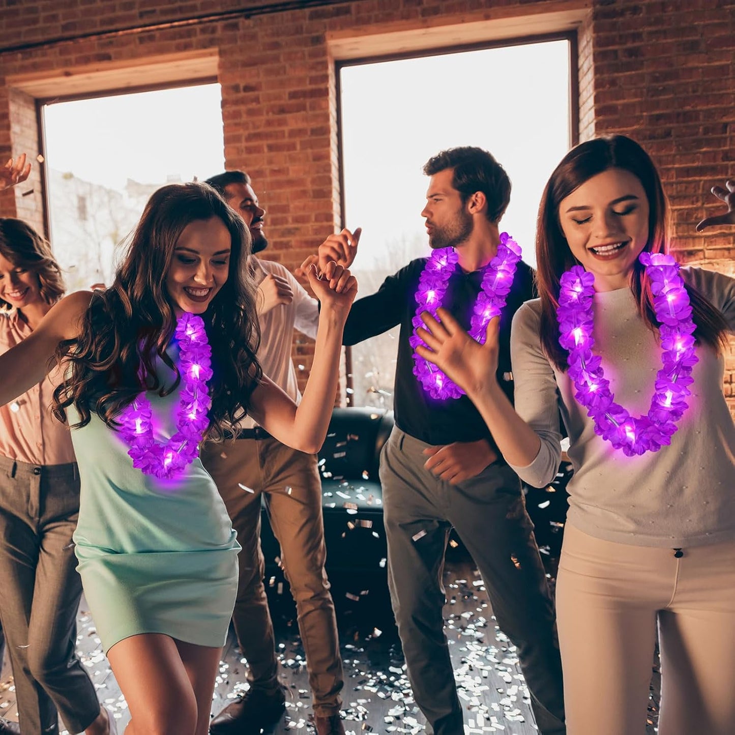 Sherr 24 Pcs LED Leis Light Up Purple and Gold Hawaiian Flower Necklaces, Graduation 2026 Party Supplies, Class of 2026 Leis for Beach Wedding Luau Glow Party Favors