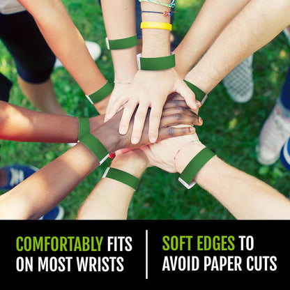 100 WristCo Metallic Gold Tyvek Wristbands for Events - ¾” x 10” - Waterproof Recyclable Comfortable Tear Resistant Paper Bracelets Wrist Bands for Concerts Festivals Admission Party