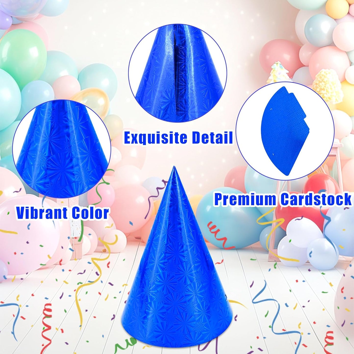 CANREVEL Party Hats for Adults, Birthday Party Headwear Supplies, Cone Hats Bulk for Women Men