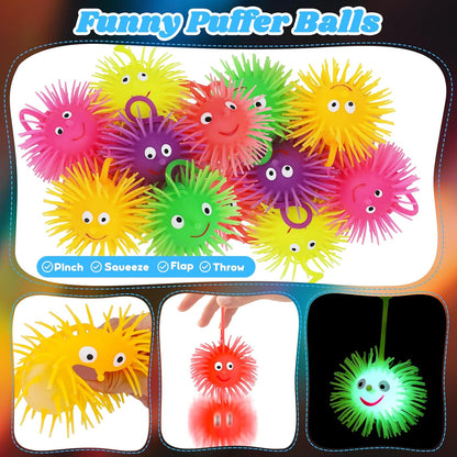 Basytodio 24 PCS Light Up Balls Party Favors for Kids 4-8 8-12 Sensory Squeeze Toys Bulk LED Puffer Balls Classroom Kids Prizes Goodie Bags Stuffers Pinata Fillers Birthday End of Year Students Gifts