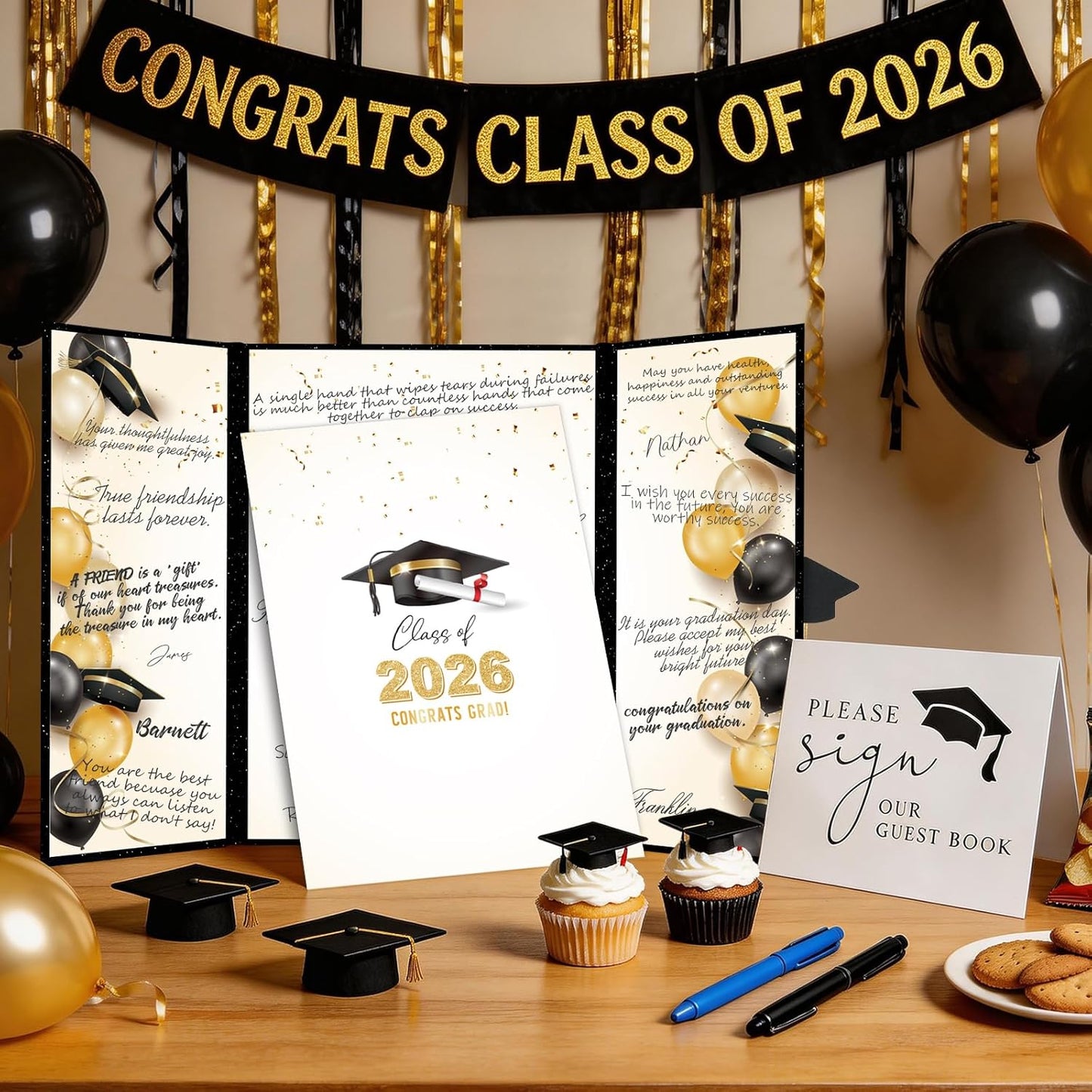 kockuu 2026 Graduation Guest Book Signature Board, Pink Class of 2026 Graduation Sign in Book to Sign Decor for Grad Party High School College Grad Gifts