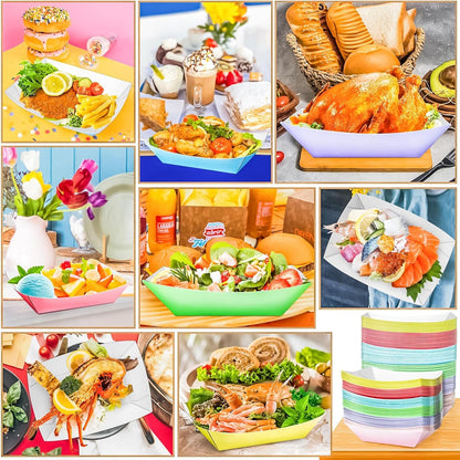 100 Pack 3lb Paper Food Trays,Disposable Greaseproof Kraft Checkered Carnival Food Serving Take Out Basket Tray Boat for Snacks Fries Nachos Popcorn Hot Dogs Carnival Wedding Party Picnic