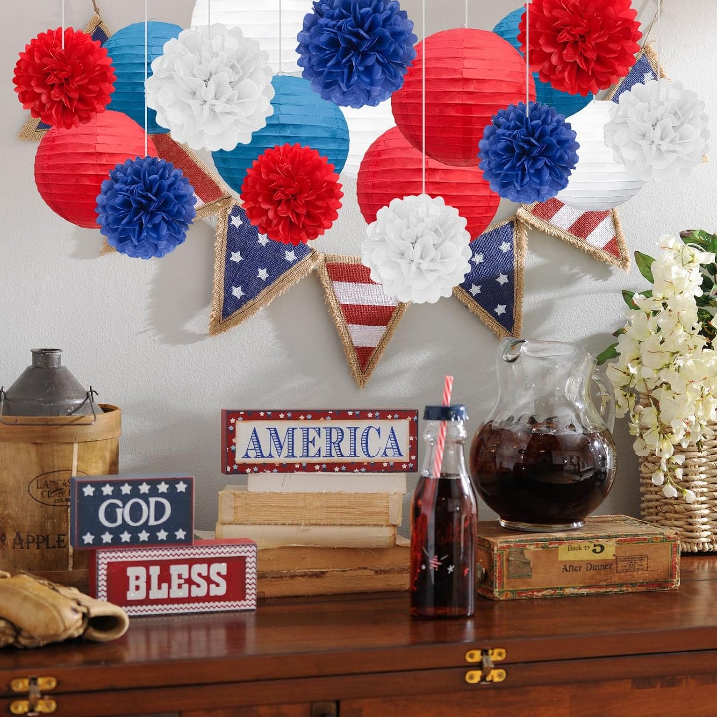 18 PCS Tissue Paper Pom Poms, Tissue Pom Poms Flowers, Sizes of 6", 10", 12", 14" Hanging Paper Flower Ball for Wedding, Birthday, Halloween, Christmas, Baby Shower Party Decor (Red Black Gold)