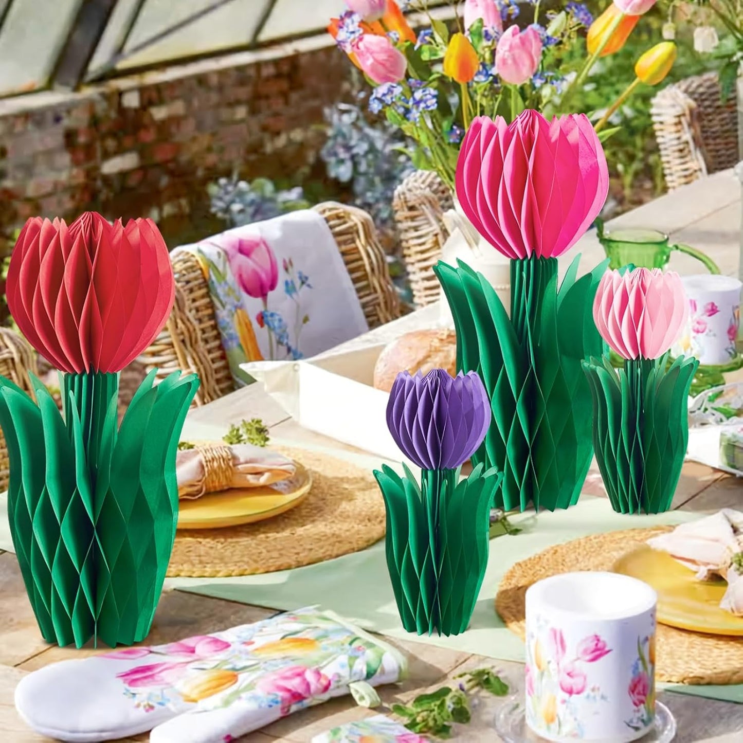 SUNBEAUTY 9PCS Spring Wildflower Party Decorations Wild Flowers Honeycomb Centerpieces for Tables Wildflower Birthday Spring Flower Theme Party Decorations for Garden Baby Shower, Easter, Mothers Day