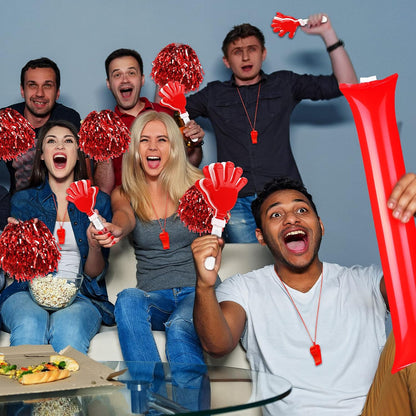 Yunsailing 96 Pcs Homecoming Noisemakers Team Spirit Accessories for Game Day Include Hand Clappers Cheerleading Pom Pom Thunder Stick Cheer Party Blower Plastic Whistle for Sport Fans(Gold)