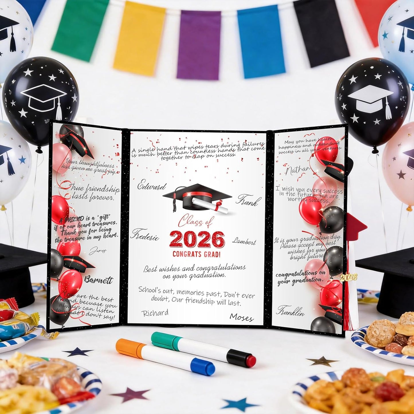 kockuu 2026 Graduation Guest Book Signature Board, Pink Class of 2026 Graduation Sign in Book to Sign Decor for Grad Party High School College Grad Gifts
