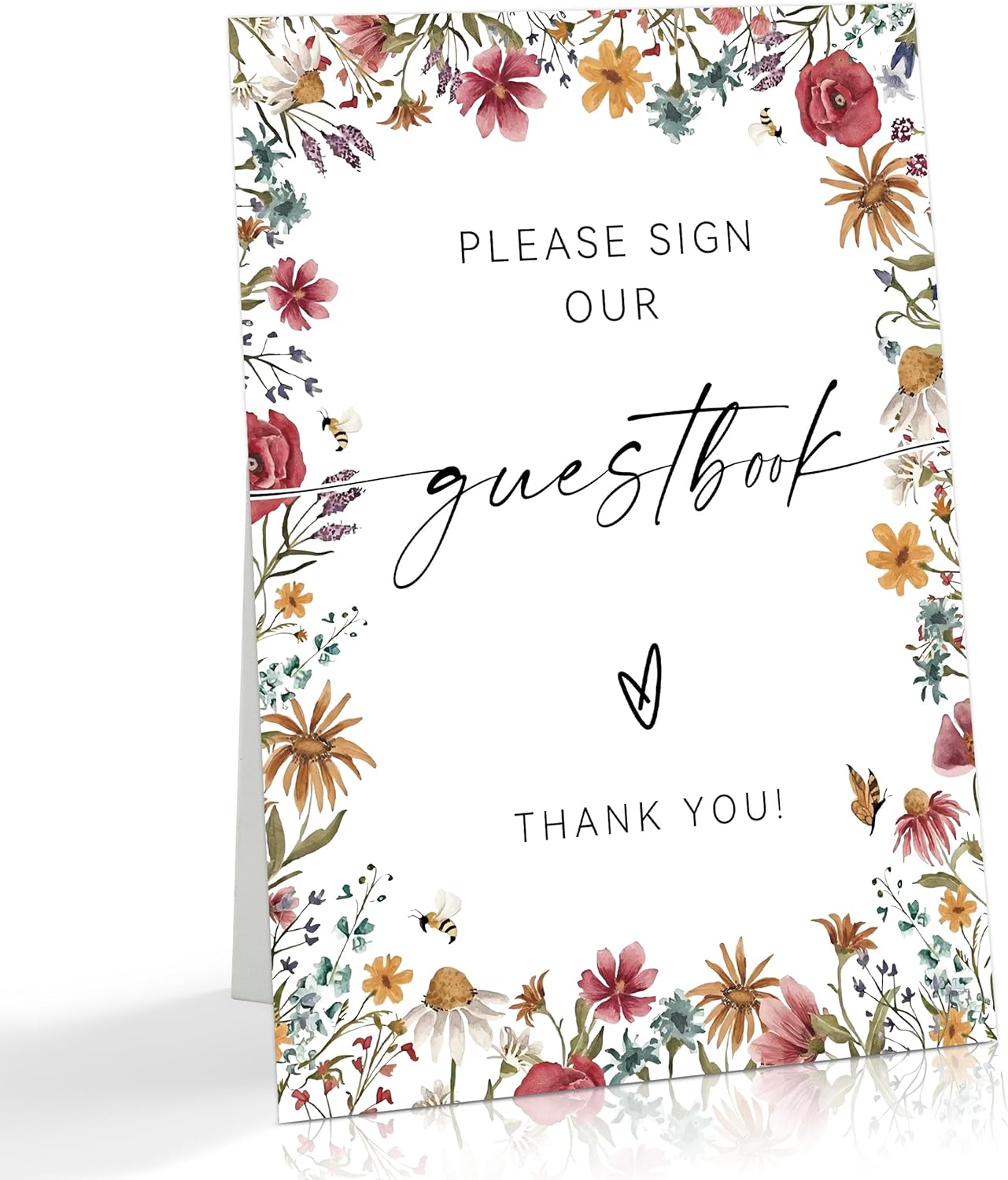 Wild Flower Audio Guest Book Sign, Baby in Bloom Love is in Bloom Decorations, Bridal Shower Baby Shower Wedding Signs for Reception, Floral Party Table Decor, 8 x 11 Inch