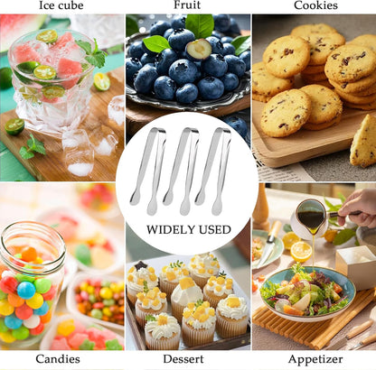3 Pack Mini Serving Tongs, 4.3 inch Stainless Steel Sugar Tongs, Tiny Ice Tongs for Coffee Bar, Tea Party and Desserts Party
