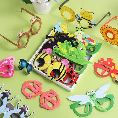 32 Pcs Spa Party Favors Paper Glasses Makeup Paper Eyeglasses Frames Spa Photo Booth Props Selfie Props for Makeup Birthday Party Decorations