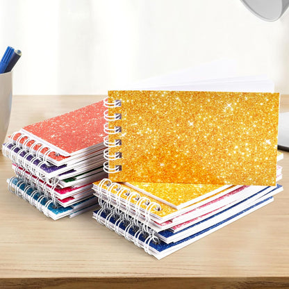24 Pcs Mini Notebook Party Favor Small Pocket Notebook Colorful Shiny Cover Notebooks Small Spiral Notepad Memo Note Pads for Work Home Office School Classroom Supplies