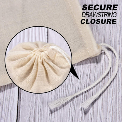 Tatuo 50 Pieces 4 x 6 Inches Muslin Cotton Drawstring Bags Canvas Linen Sachet Bag Reusable Empty Gift Pouch for Party Home Supplies