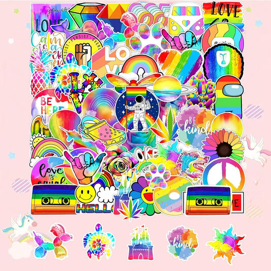74PCS Tie Dye Party Favor 50PCS Groovy Party Stickers&24PCS Slap Bracelets Tie Dye Birthday Supplies Team Gift Filler