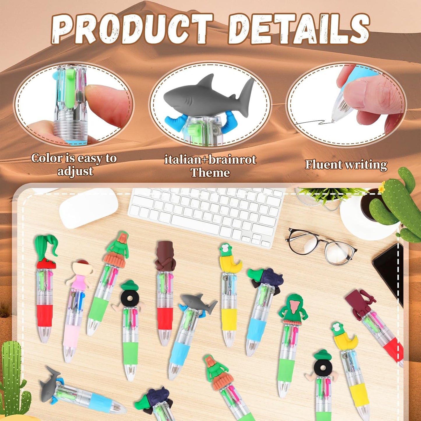 CZWZ 20Pcs Mini Multicolor Pens in One 4-in-1 Cute Pens Bulk for Kids, Fun Kawaii Ballpoint Pens for Birthdays and Children's Party Favors Gifts Teacher School Supplies