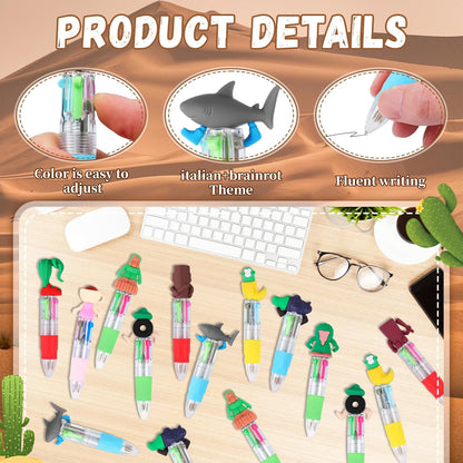 CZWZ 20Pcs Mini Multicolor Pens in One 4-in-1 Cute Pens Bulk for Kids, Fun Kawaii Ballpoint Pens for Birthdays and Children's Party Favors Gifts Teacher School Supplies