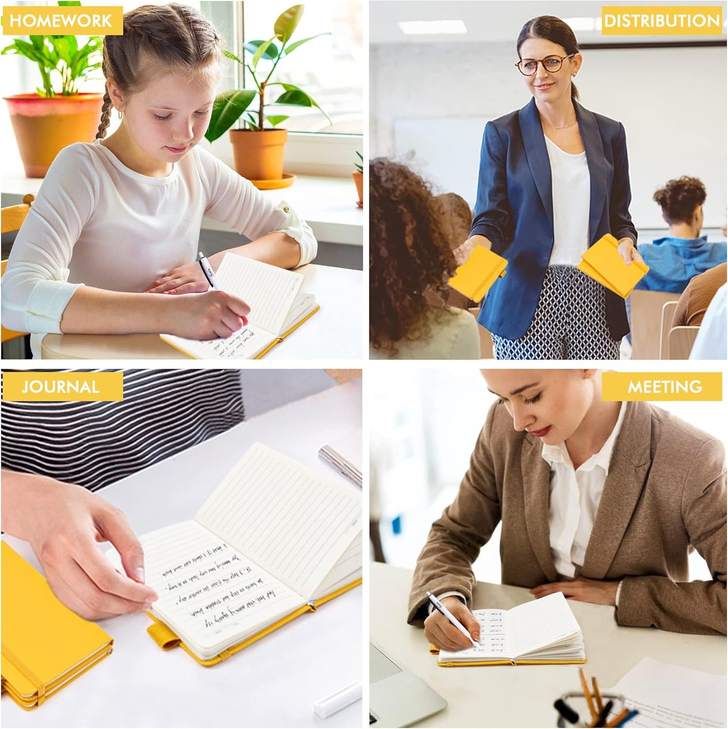 feela 6 Pack Pocket Small Notebooks Bulk, Mini Cute Memo Notepads Hardcover College Ruled Lined Journals with Pen Holder for Women Girls Office School, with 6 Black Pens, 3.5”x 5.5”, A6, Rose Pink
