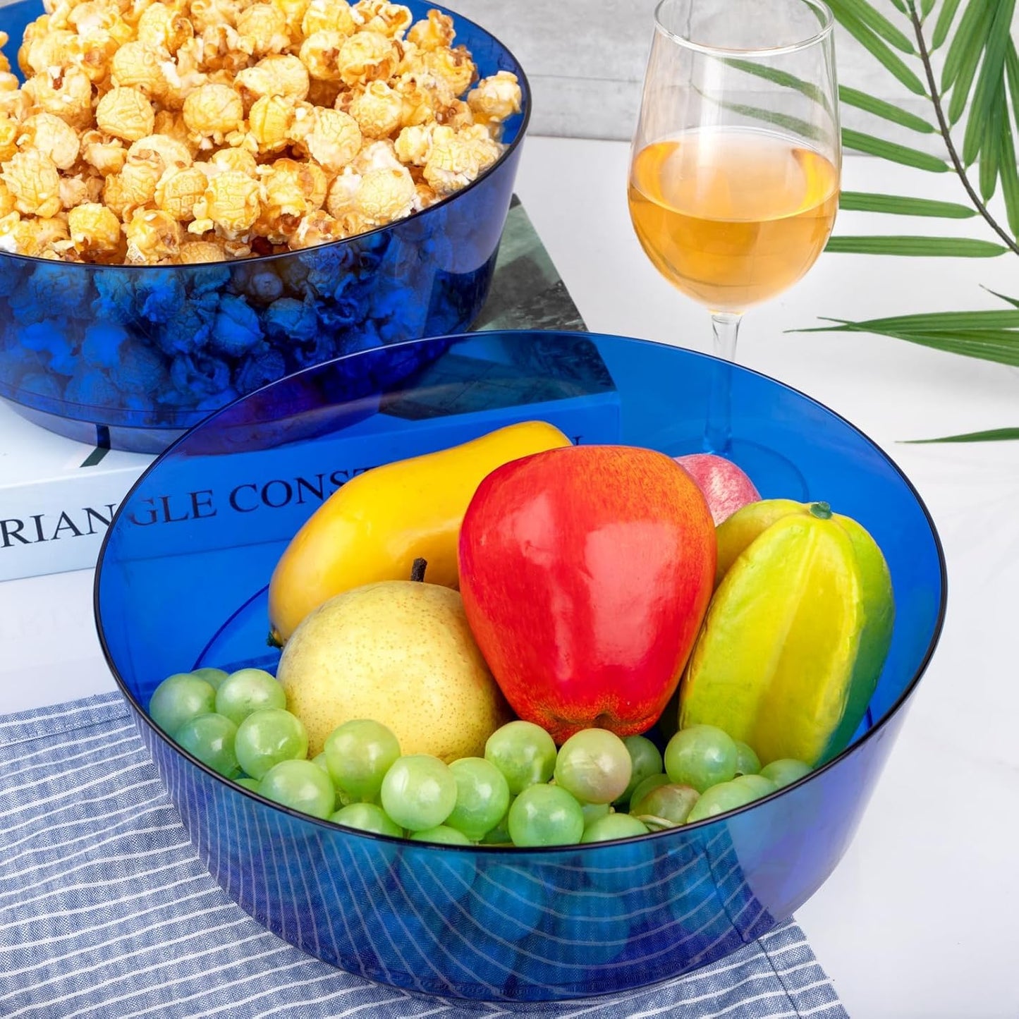 Hioasis 8 Pack Plastic Serving Bowls 128oz Gold Glitter Plastic Bowls Heavy Duty Disposable Serving Bowls for Party Snack & Salad & Candy & Bar Buffet