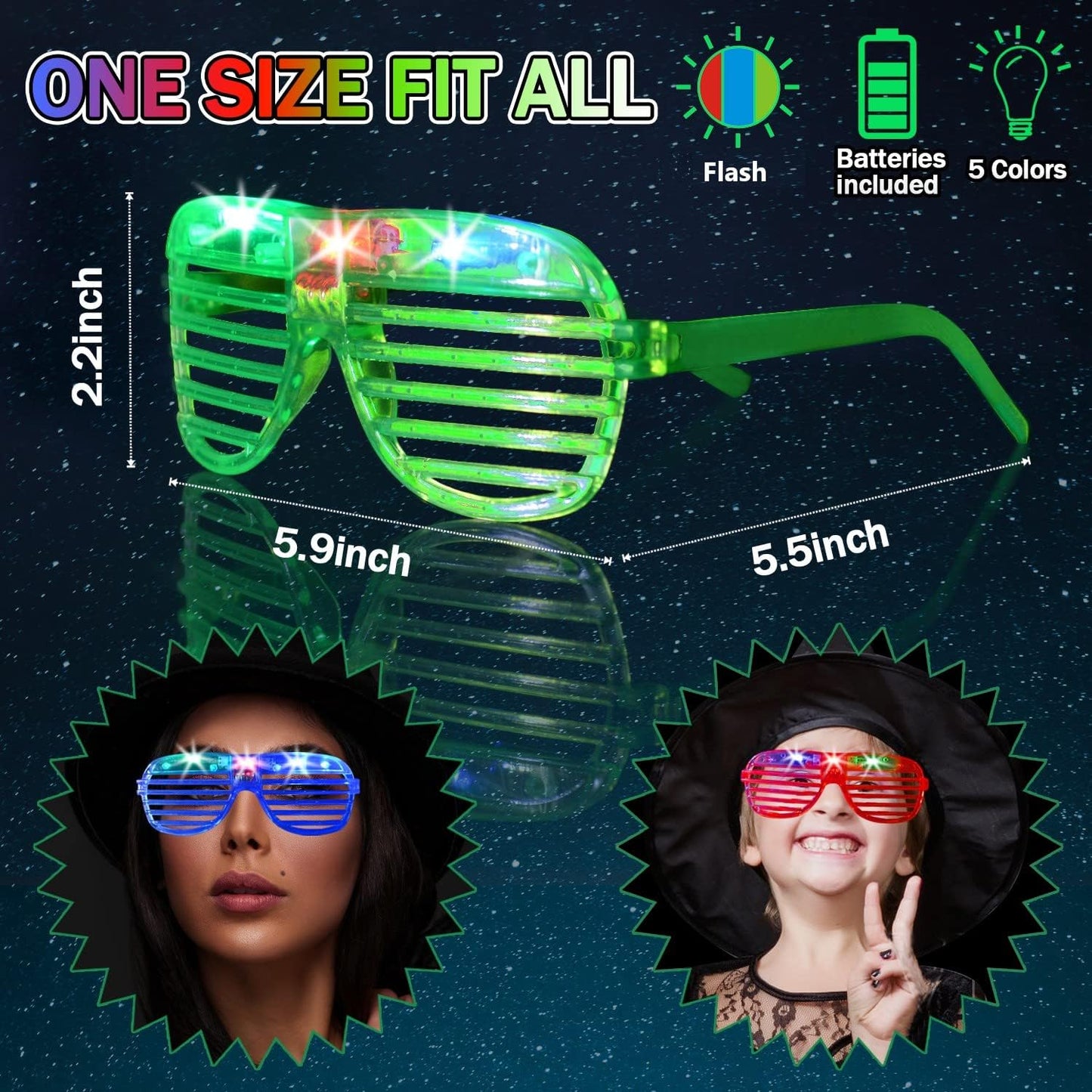 62 Pcs LED Light Up Party Favors 12 Glow Glasses with 50 Glow Sticks Necklaces Bracelets Bulk Light Up Toys for Christmas Easter 4th of July Party Favors Neon Carnival