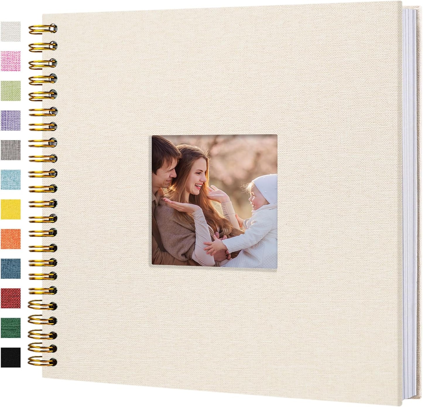 8 x 8 Inch Scrapbook Photo Album Linen Cover 20 Sheets/ 40 Pages, Hardcover Kraft White Pages Memory Book, for Travel Wedding Guest Book Christmas Baby Shower Fits 4x6 & Instant Photos, Beige