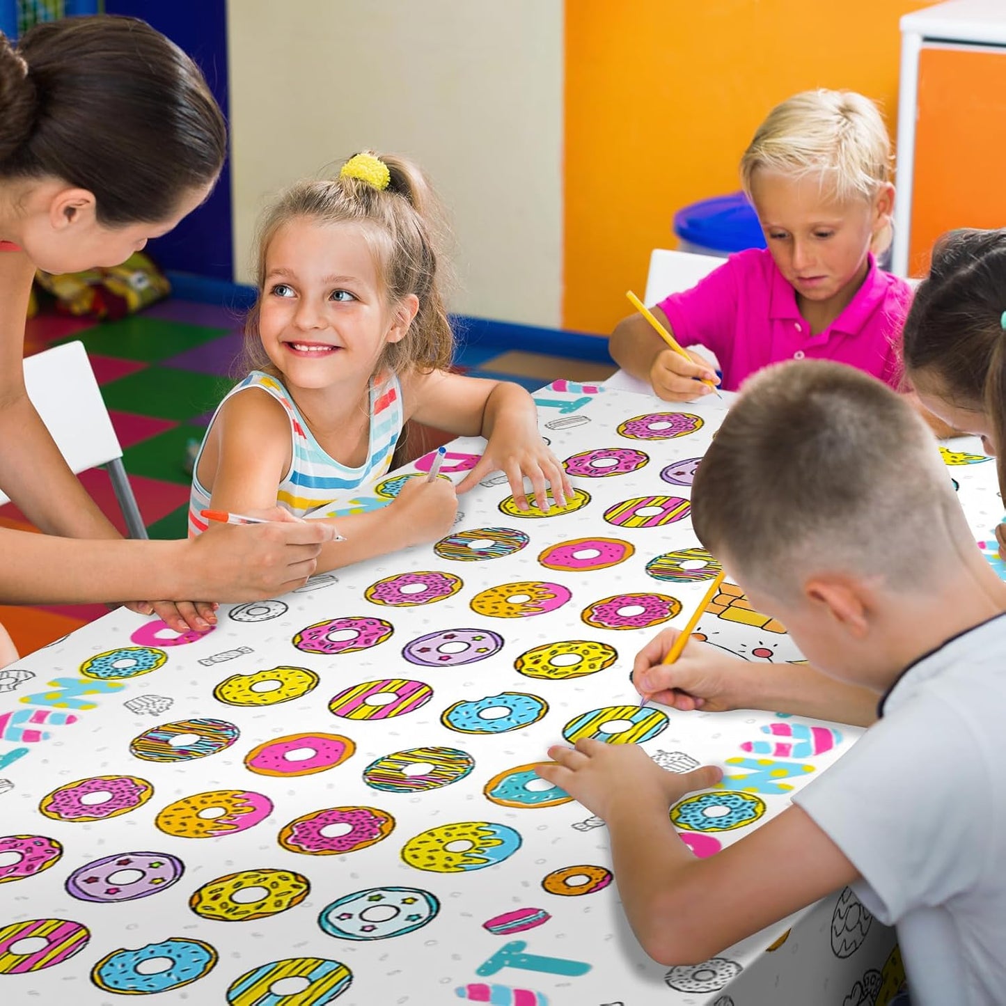 Giant Construction Party Coloring Tablecloth for Kids - Huge Construction Theme Table Cover Large Dump Truck Vehicle Painting Poster for Children Birthday Party Supplies 54x108 Inch