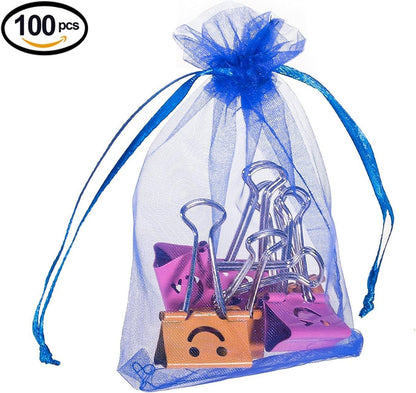 Wudygirl 100pcs 5X7 Inches White Organza Bags Christmas Drawstring Pouches Party Wedding Favor Bags Goodie bags(White 5x7)
