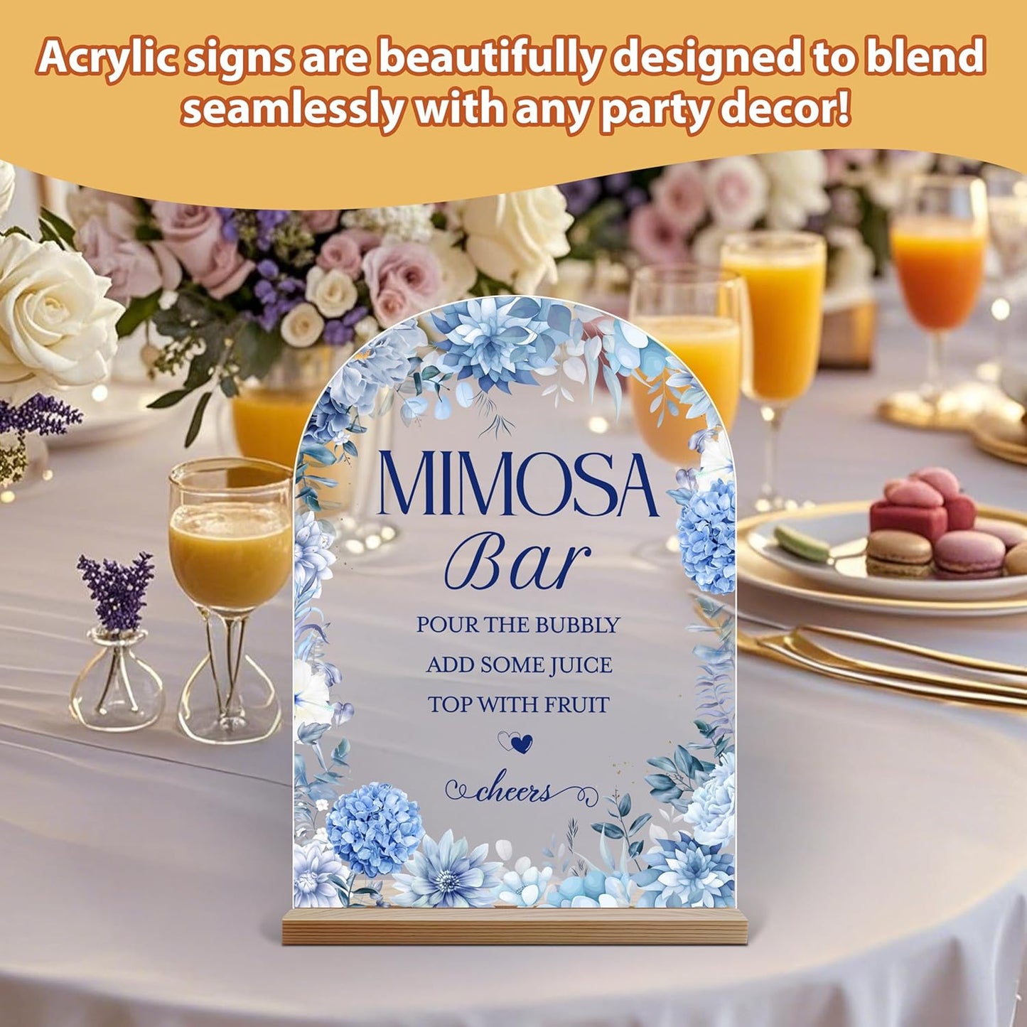 Acrylic Arch Mimosa Bar Sign, Pink Bow Champagne Acrylic Mimosa Bar With Base Supplies For Baby Shower Bridal Shower, Birthday, Bachelorette Engagement Party, Welcome Sign For Table Party -A14