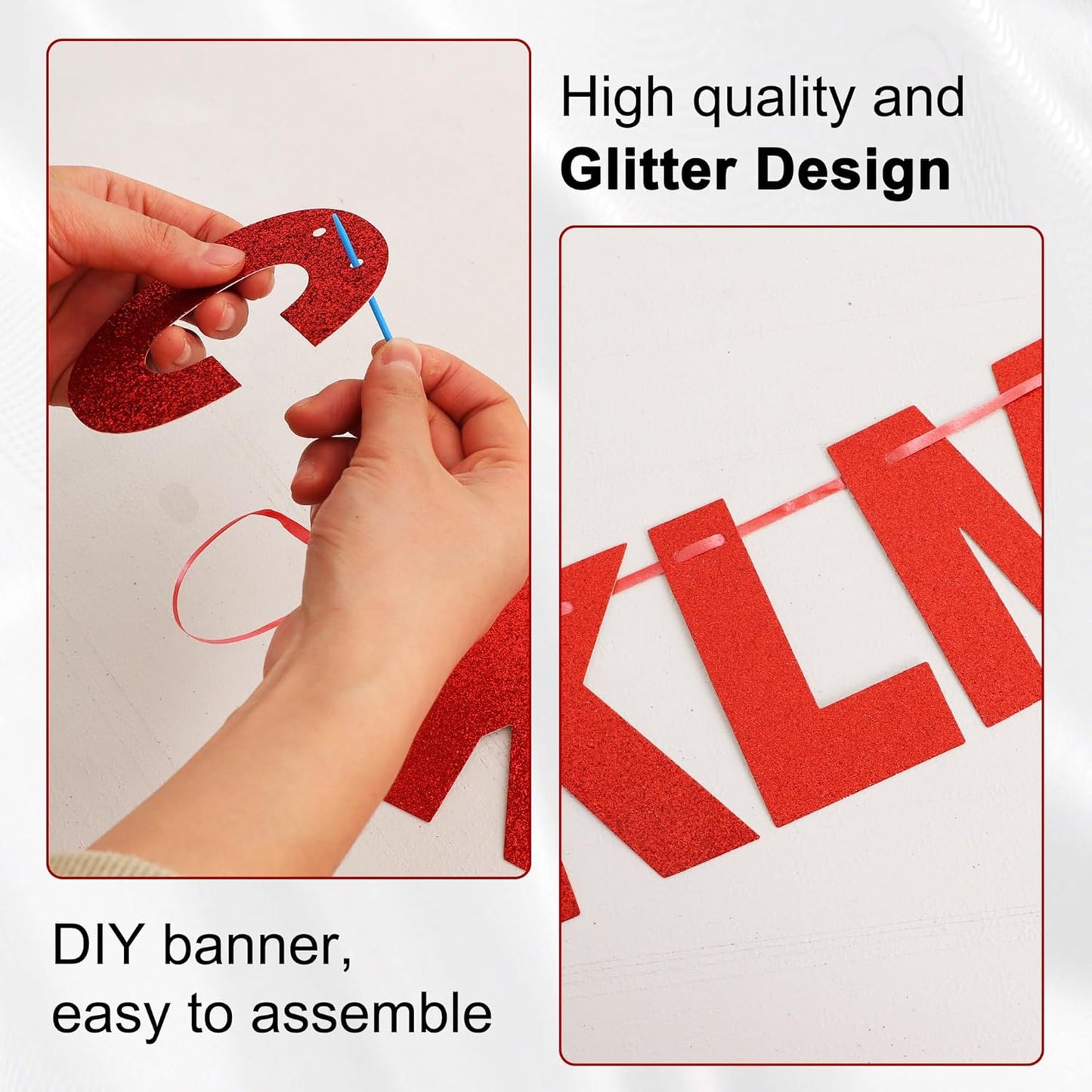 BEISHIDA 116 PCS A-Z DIY Letter Banner Kit Make Your Own Banner Including 111 Letters and Numbers 3 Rope and 2 Threading Device,Customized for Birthday Graduation Wedding Decor Black