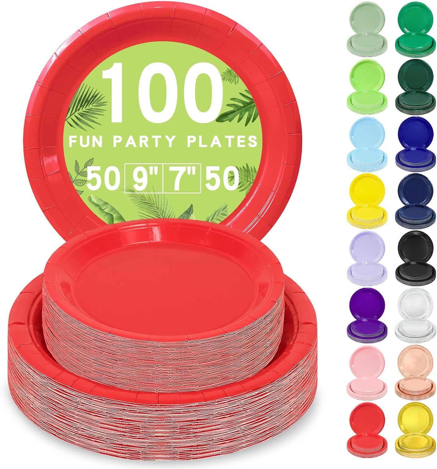 LANLISA 50 Pcs Pink Paper Plates Disposable, 25-9" & 25-7" Disposable Birthday Cake Dessert Plates For Valentines Day, Baby Shower, Easter Party, Mothers Day Party Supplies