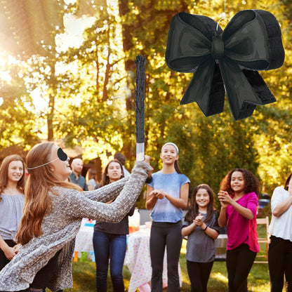 Threan Bow Piñata Bow Party Piñata with Bat Stick Blindfold Mask Coquette Birthday Centerpieces Decorations for Bridal Shower Wedding Anniversary Engagement Supplies (Purple)