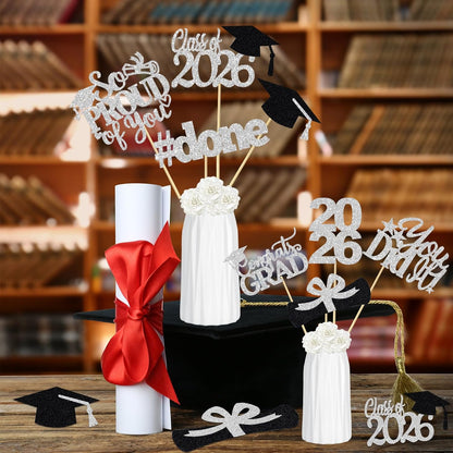 24Pcs 2026 Graduation Table Centerpieces Gold, Graduation Centerpieces for Tables 2026 Gold Class of 2026 Graduation Centerpiece Sticks for 2026 Graduation Party Table Decorations Gold
