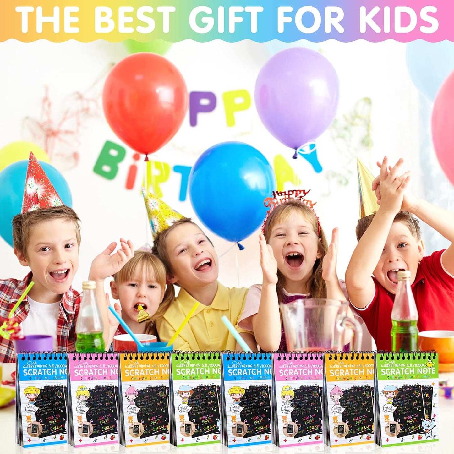 YSCare 24 Pack Scratch Arts and Crafts Notebooks, Rainbow Art Scratch Note, Goodie Bags Stuffers Essentials Gifts for Birthday Party Favors Classroom Prizes