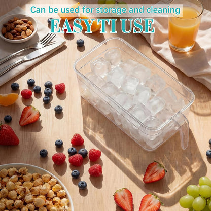 Havawish Ice Storage Bin and Flexible Scoop Set Plastic Freezer Bin with Pull Out Handle Storage Bucket Clear for Container with Scoop(Grey,10.83 x 4.92 x 4.33 in,Classic)