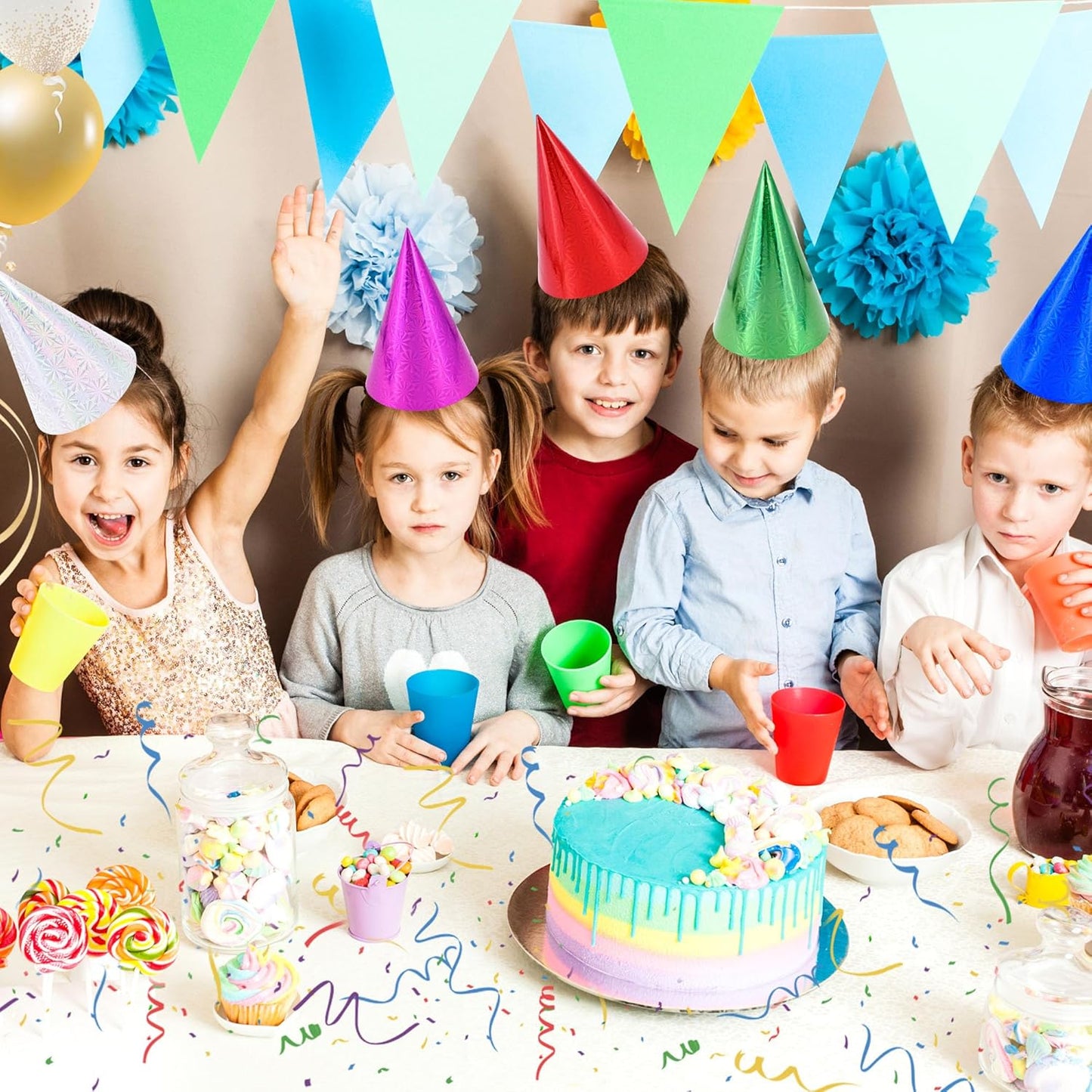 CANREVEL Party Hats for Adults, Birthday Party Headwear Supplies, Cone Hats Bulk for Women Men