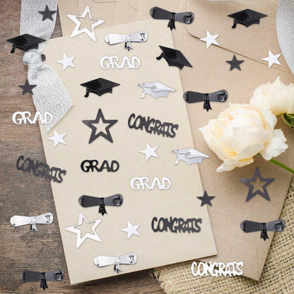 Gold and Black Graduation Confetti 2026, 1000 Pcs Congrats Grad Confetti Class of 2026 Party Table Centerpiece for 2026 Graduation Party Decorations