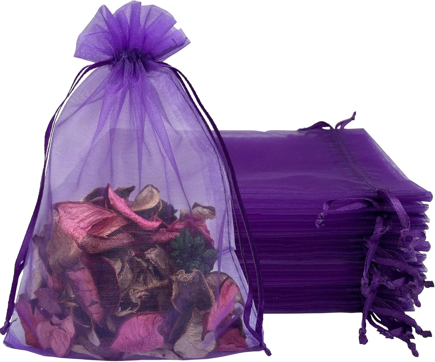 Jexila 120PCS Sheer Organza Bags 5X7 inches Mesh Drawstring Gift Bags Small for Jewelry Wedding Party Baby Shower Favor Bags (Rainbow )